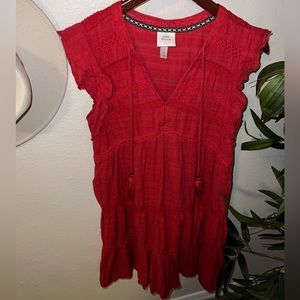 M RED MINI SUN DRESS